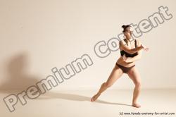 Underwear Martial art Woman White Moving poses Average long colored Dynamic poses Academic